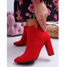 Vinceza Naisten saappaat kantapäässä Mokkanahka punainen röyhelö 1