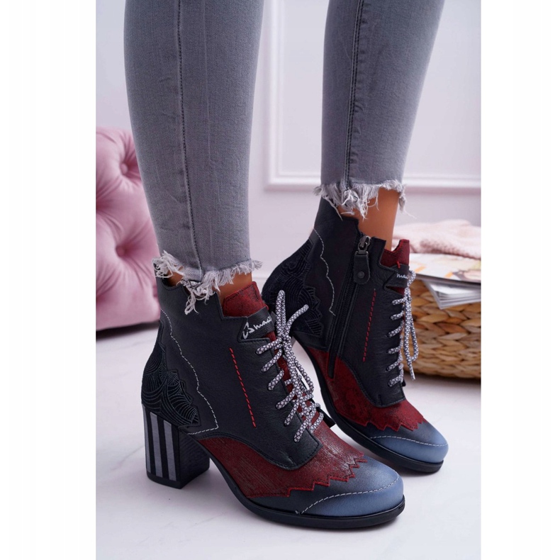 Naisten Maciejka -nahkasaappaat, musta 03190 monivärinen 1