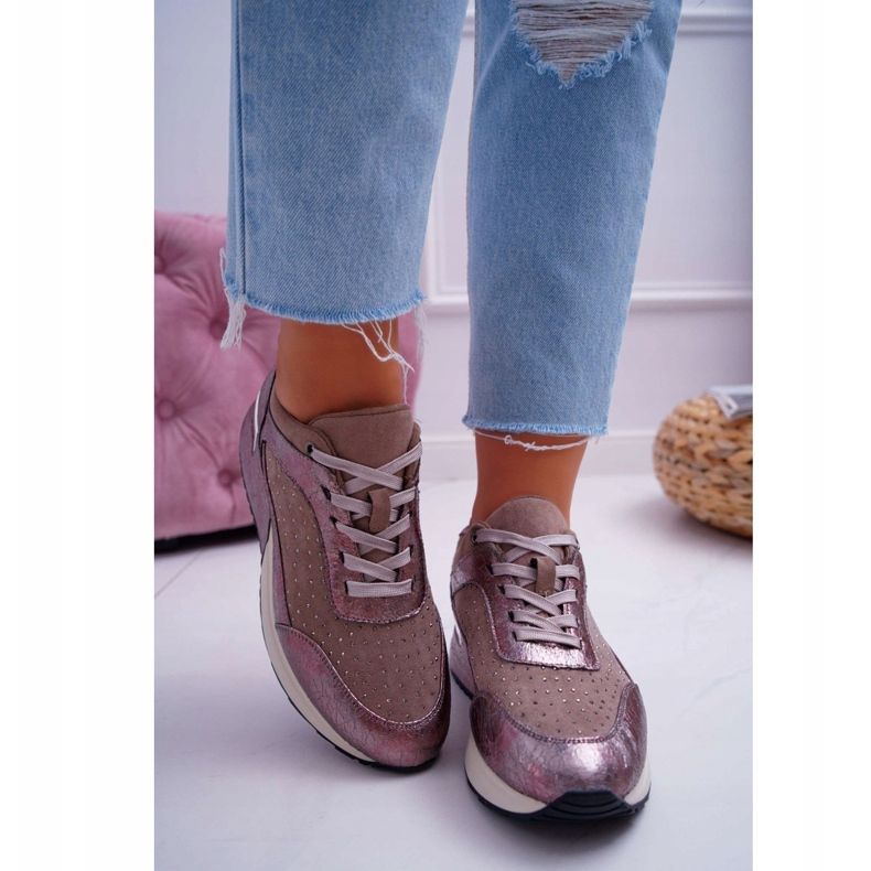 Naisten urheilukengät Beige Sergio Leone Ondar ruskea vaaleanpunainen 2