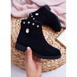 POPA Lasten mustat saappaat kristalleilla Venici Flat Heel 1