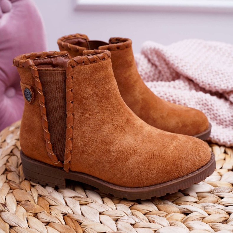 POPA Lasten saappaat Litteä kantapää Camel Sicarro ruskea 2