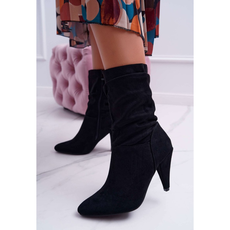 HAN Naisten saappaat korkokengillä nilkan yli Musta Temma 1