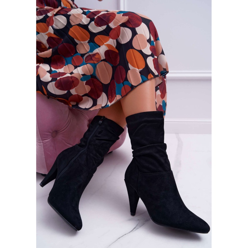 HAN Naisten saappaat korkokengillä nilkan yli Musta Temma 2