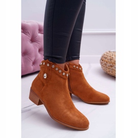 FP1 Naisten saappaat Flat Heel Cowboy Boots Cubic Zirkonia Camel Patti ruskea 1