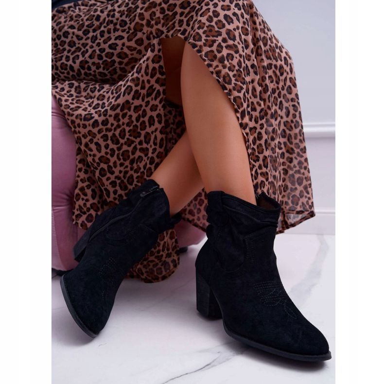 Naisten saappaat kantapäässä Maverick Cowboy -saappaat musta 2