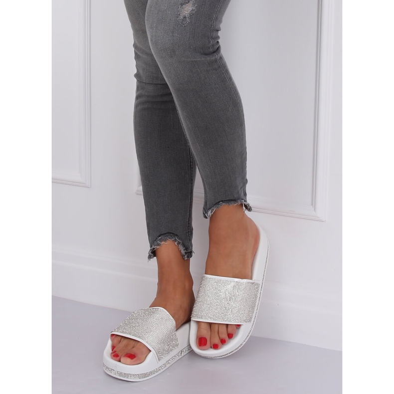 Valkoinen N-59 Valkoiset tossut paksulla pohjalla harmaa 2