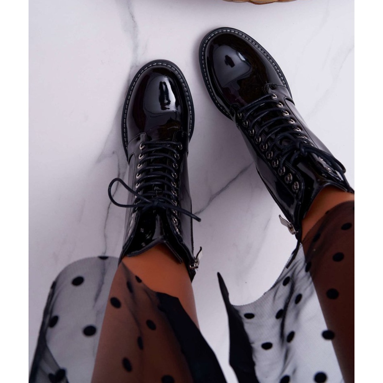 Naisten saappaat lakattu kantapäällä Musta vaatia 2