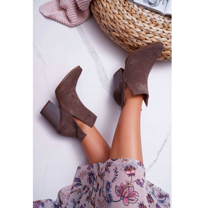 Naisten saappaat Korkokenkä Kevät Nahka Mokkanahka Tumma Cappuccino Nicole 2430 ruskea 2