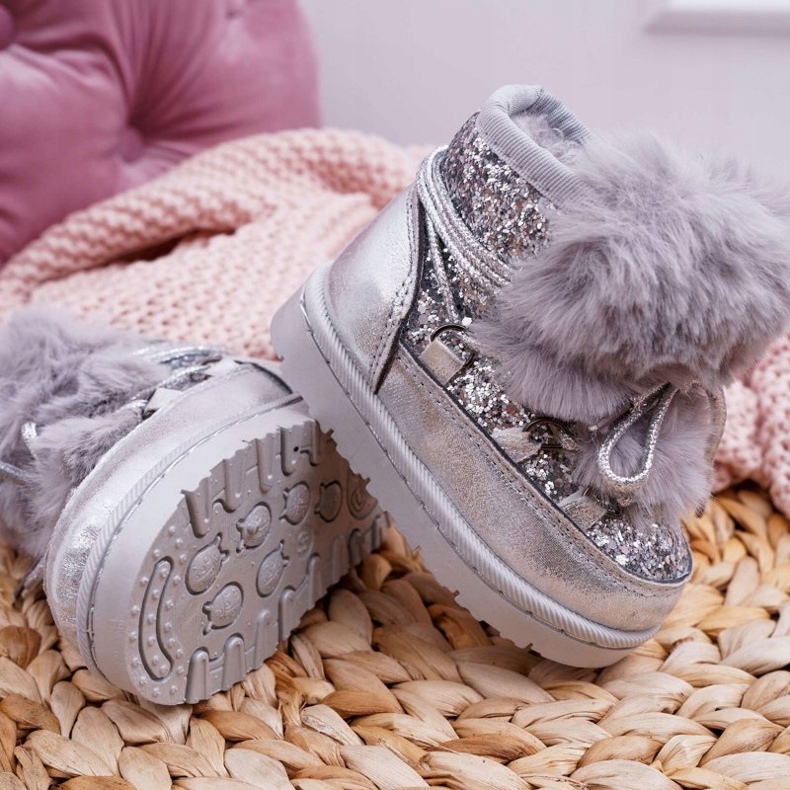 FRROCK Lasten lumisaappaat turkis hopeisella Minnie -hiirellä harmaa 1