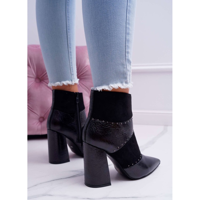 SEA Naisten saappaat korkokengillä niiteillä Spitz RB21P Black Yango musta 2