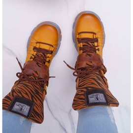 Naisten saappaat Nahka Maciejka Keltainen 04218 ruskea 2