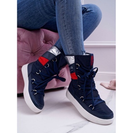Naisten lumikengät turkiksella Big Star Navy Blue EE274657 tummansininen 2