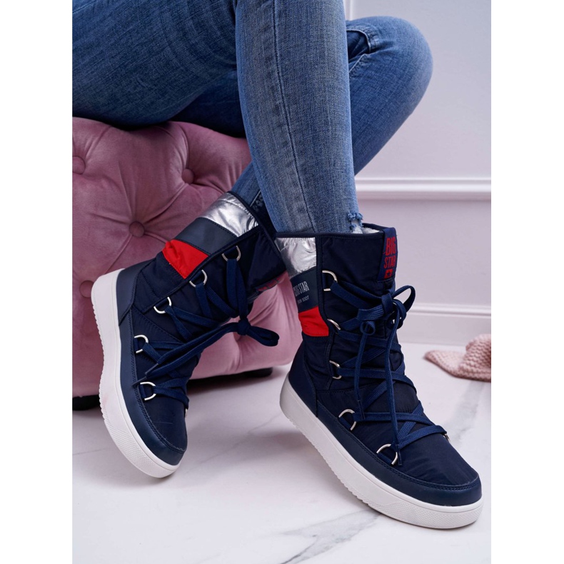 Naisten lumikengät turkiksella Big Star Navy Blue EE274657 tummansininen 2