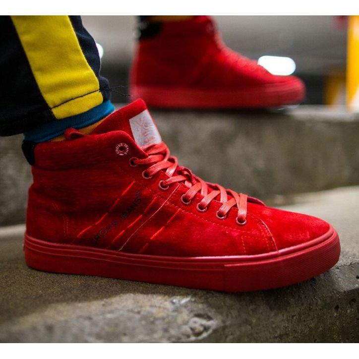 Cross Jeans Miesten lenkkarit High Cross Farkut Nahka Mokkanahka Punainen EE1R4055C 1