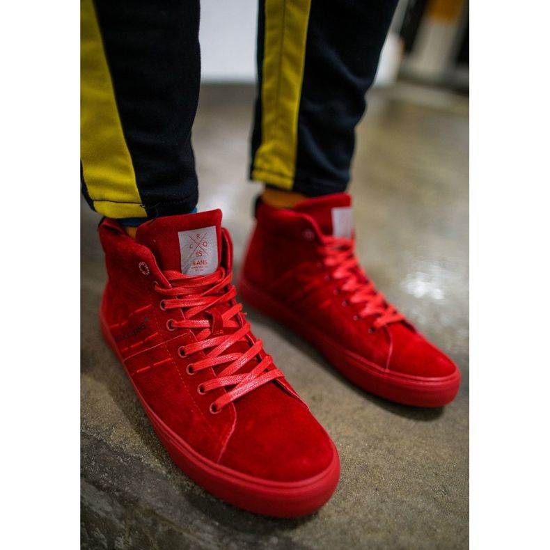 Cross Jeans Miesten lenkkarit High Cross Farkut Nahka Mokkanahka Punainen EE1R4055C 2