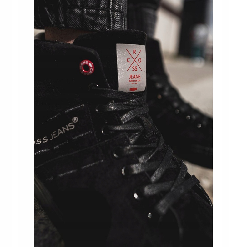 Cross Jeans Miesten lenkkarit High Cross Farkut Nahka Mokkanahka Musta EE1R4057C 2