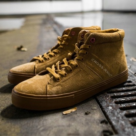 Cross Jeans Miesten lenkkarit High Cross Farkut Nahka Mokkanahka Camel EE1R4054C ruskea 2