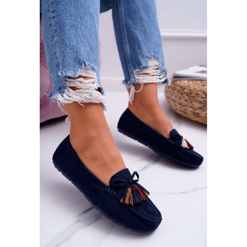 Naisten Mokkasiinit Suede Navy Blue S.Barski A199 Mohabe laivastonsininen 1