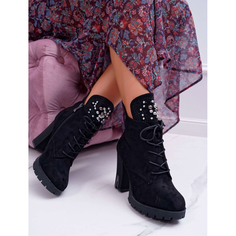 EVE Naisten saappaat kantapäässä ja Platform Suede Black Fieste musta 2