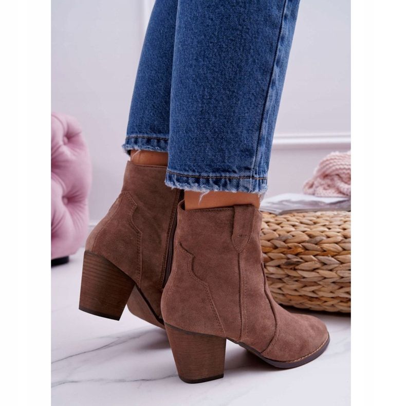 BUGO Naisten saappaat kantapäällä Cowboy -saappaat Khaki Nutriso 2