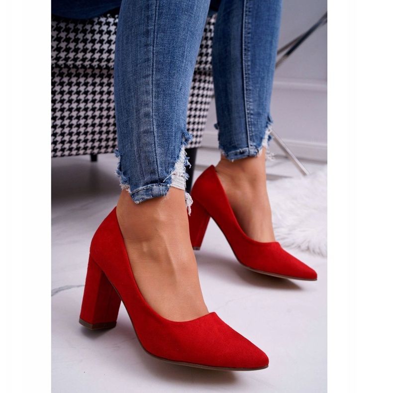 Naisten pumput mokkanan punaisen pylväällä punainen 1