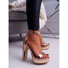 FRID Naisten sandaalit korkokenkiä, Platform Rose Gold Huran vaaleanpunainen keltainen 1