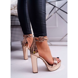 FRID Naisten sandaalit korkokenkiä, Platform Rose Gold Huran vaaleanpunainen keltainen 2