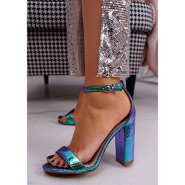 SEA Naisten sandaalit korkealla korolla Iridescent Green Bipper monivärinen vihreä 1