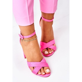 PS1 Naisten sandaalit kantapäässä Mokkanahka Fluo Fuchsia Telmen vaaleanpunainen 1