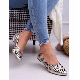 Exquisite Naisten kulta -nahkabalerinat Hieno 1107/1 kultainen 2