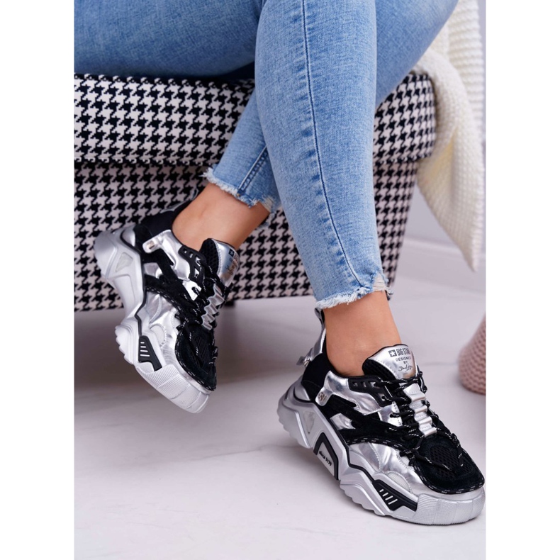 Naisten urheilukengät Big Star, Daniel Lopez, musta hopea FF274A527 harmaa 2