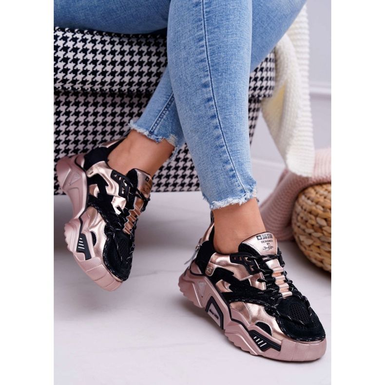 Naisten urheilukengät Big Star, Daniel Lopez, musta ja kulta FF274A528 keltainen 2