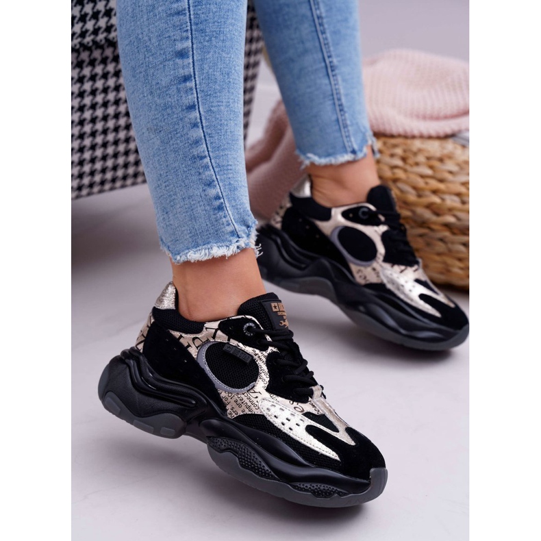 Naisten urheilukengät Big Star, Daniel Lopez, musta ja kulta FF274A524 keltainen 1