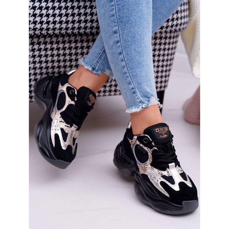 Naisten urheilukengät Big Star, Daniel Lopez, musta ja kulta FF274A524 keltainen 2