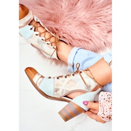 Naisten saappaat kantapäällä Nahka Maciejka Spring 03938-04 beige monivärinen vihreä 1