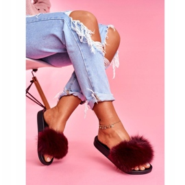 Naisten tossut luonnollisella turkiksella, tummanpunainen Naturis 1