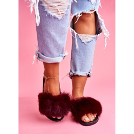 Naisten tossut luonnollisella turkiksella, tummanpunainen Naturis 2