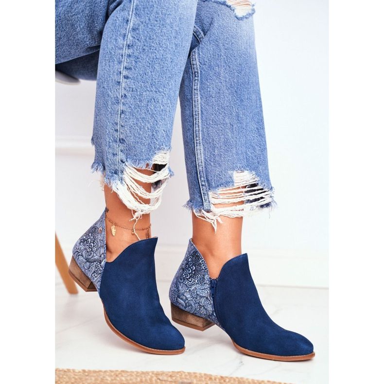 Naisten matalat saappaat Maciejka Spring Nahka Navy Blue 04091-47 tummansininen 1