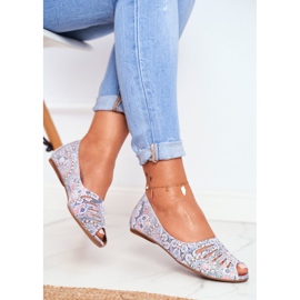 Naisten ballerinat Maciejka Nahka valkoinen ja sininen kuvioilla 03497-13 monivärinen 2