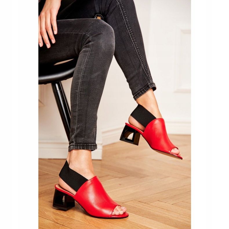 Naisten sandaalit korkokenkällä Laura Messi Nahka punainen Grehno 1919 1