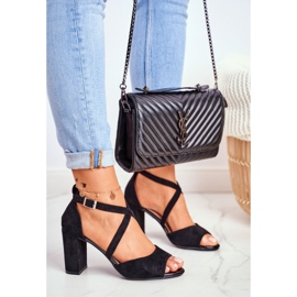 Naisten sandaalit korkealla korolla Sergio Leone musta SK865 1