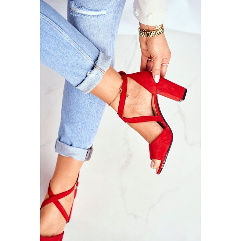 Naisten sandaalit korkokenkiä Sergio Leone Red SK865 punainen 1