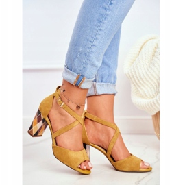 Naisten sandaalit korkokenkiä Sergio Leone keltainen SK865 1