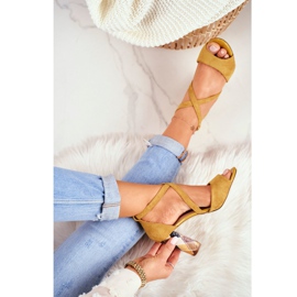 Naisten sandaalit korkokenkiä Sergio Leone keltainen SK865 2