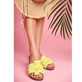 PS1 Naisten tohvelit korkkinauhoilla Neon keltainen rusetti 2