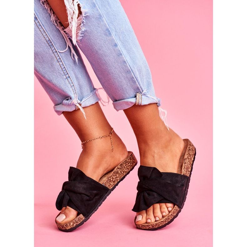 SEA Naisten tohvelit korkkinauhoilla Musta Felis 2