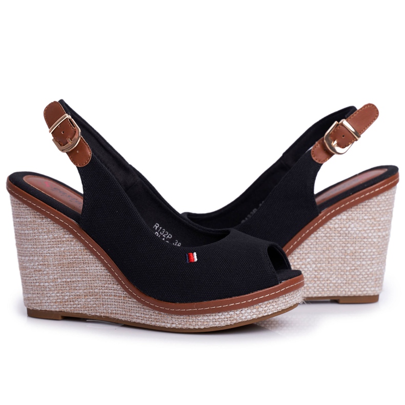 SEA Naisten sandaalit Wedge Black Tommy musta 1