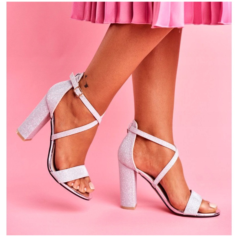 PS1 Naisten sandaalit kantapäässä Brocade Silver Vivi harmaa 2