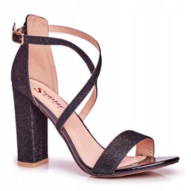PS1 Naisten sandaalit kantapäällä Glitter Black Vivi musta 5