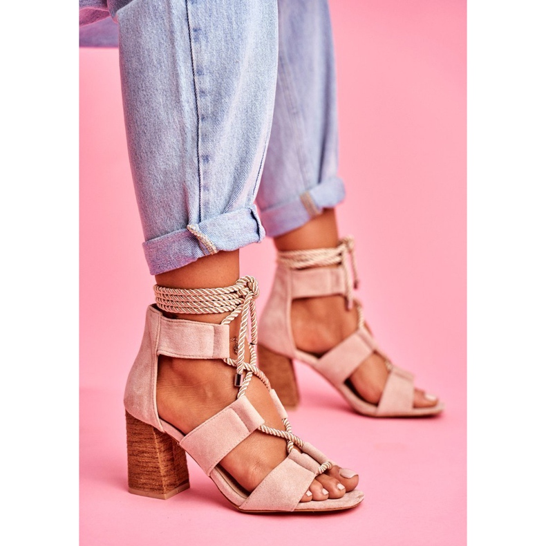 SEA Naisten sandaalit kantapäässä Sidottu Beige Amore 1